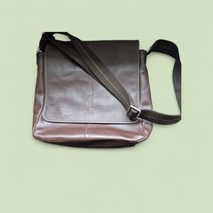 Vintage Coach Chocolate Brown Leather Messenger Bag
